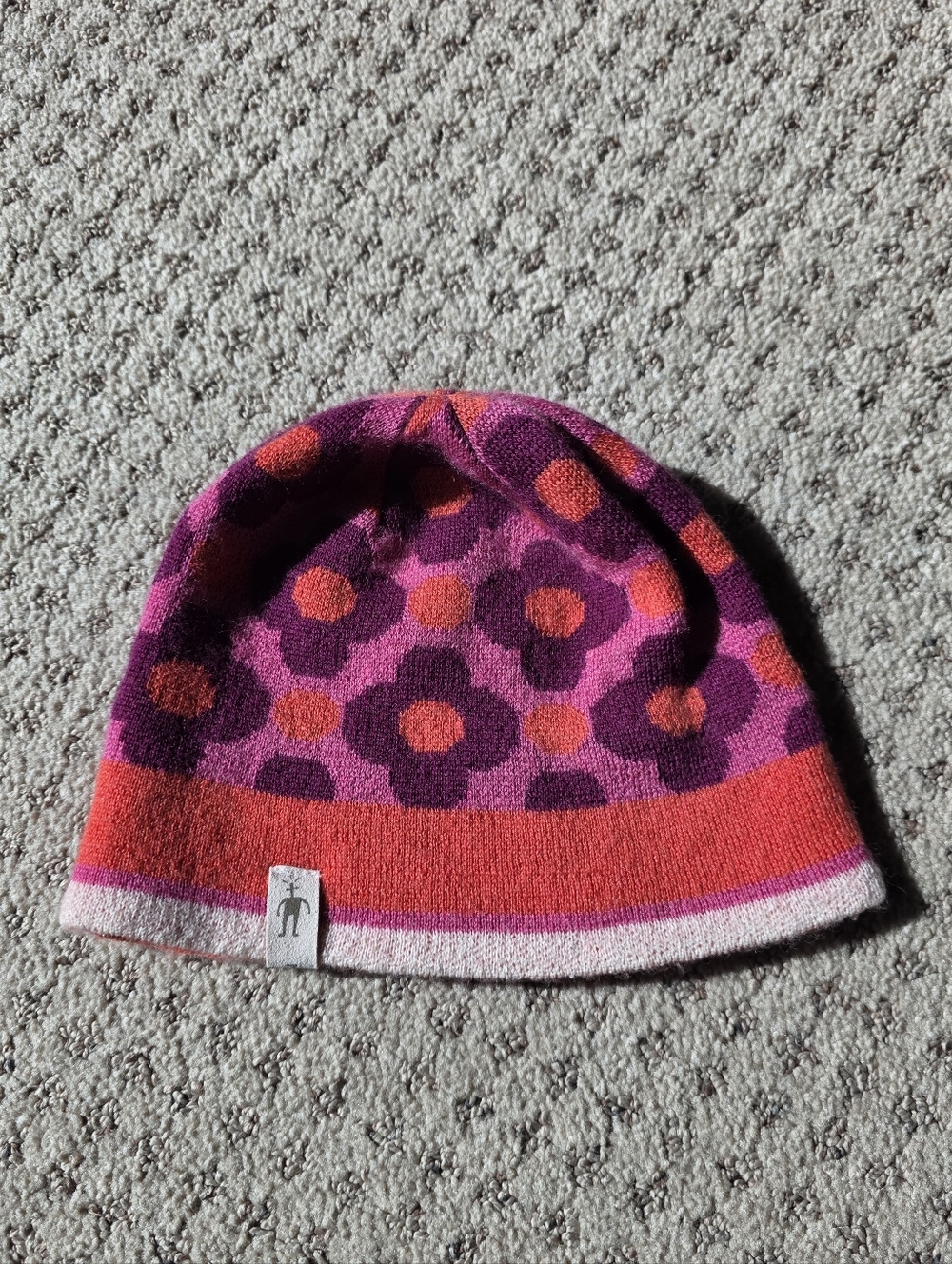 Smartwool Kids Floral Knit Beanie - Pink, Purple & Orange